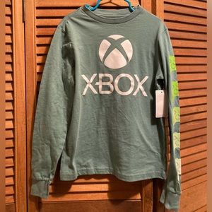 XBOX Green Long Sleeve Tee Shirt with White XBOX Graphics on the Front